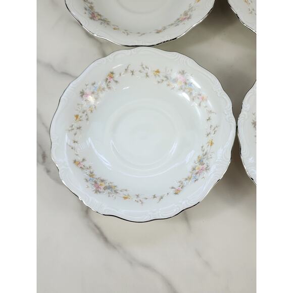 Johann Haviland Floral Splendor Saucers 6 1/4" Silver Trim 80s Germany x4 Vtg - Picture 5 of 16